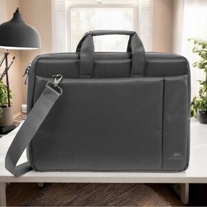 NWOT Rivacase Gray #8251 Notebook Laptop 17.3" x 12" x 2" Bag w/Shoulder Strap